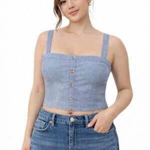 Abercrombie Fitch Blue Corset Bustier Crop Tank Top Size XL Festival Feminine